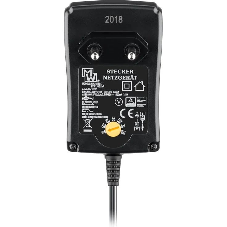 Universal Netzteil 1500mA 3V - 4,5V - 5V - 6V - 7,5V - 9V - 12V inkl. 8 Adapterstecker plus USB – Bild 4