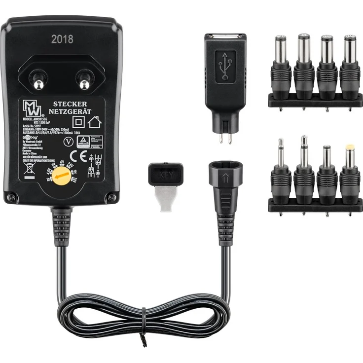 Universal Netzteil 1500mA 3V - 4,5V - 5V - 6V - 7,5V - 9V - 12V inkl. 8 Adapterstecker plus USB – Bild 6