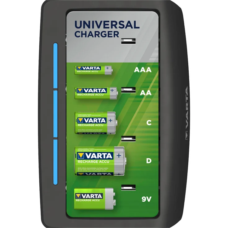 Varta Universal Ladegerät lädt AA, AAA, C, D oder 9V rechargeable Ni-MH Akkus inkl. Netzteil (Design kann abweichen) – Bild 8