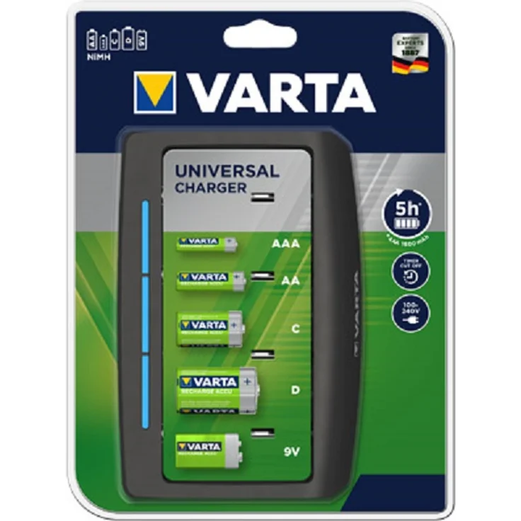 Varta Universal Ladegerät lädt AA, AAA, C, D oder 9V rechargeable Ni-MH Akkus inkl. Netzteil (Design kann abweichen) – Bild 5