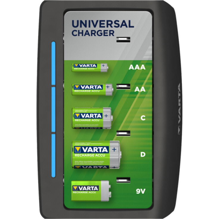 Varta Universal Ladegerät lädt AA, AAA, C, D oder 9V rechargeable Ni-MH Akkus inkl. Netzteil (Design kann abweichen) – Bild 7