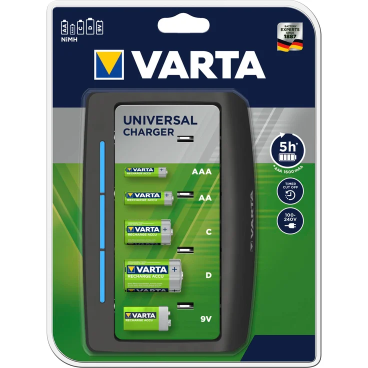 Varta Universal Ladegerät lädt AA, AAA, C, D oder 9V rechargeable Ni-MH Akkus inkl. Netzteil (Design kann abweichen) – Bild 2
