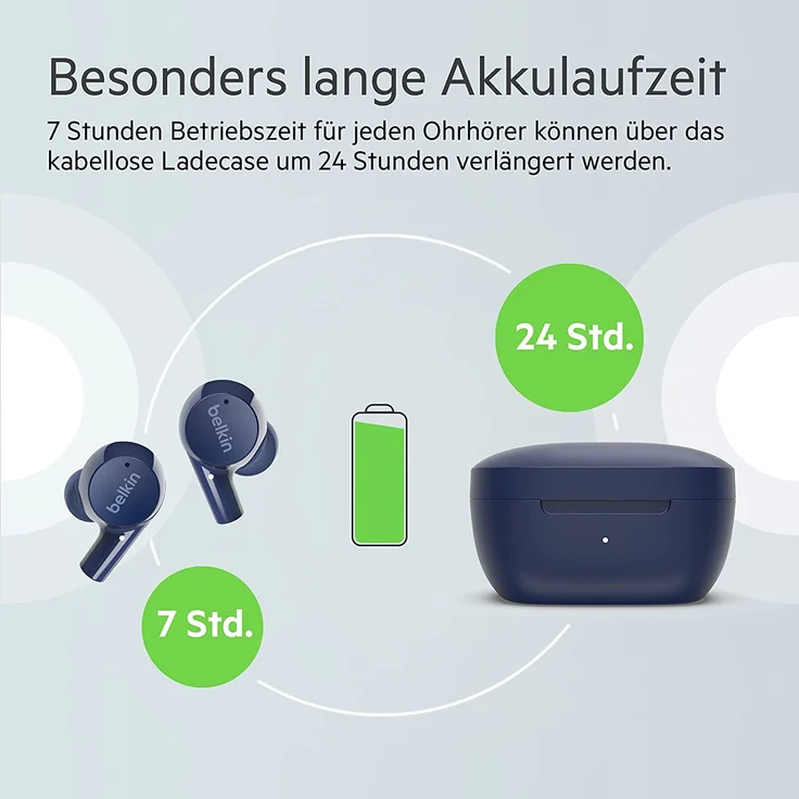 Belkin Soundform Rise AUC004BTBL True Wireless In-Ear-Kopfhörer mit Bluetooth, wasserdicht, blau – Bild 2