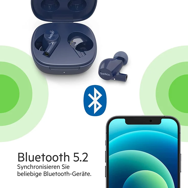 Belkin Soundform Rise AUC004BTBL True Wireless In-Ear-Kopfhörer mit Bluetooth, wasserdicht, blau – Bild 6