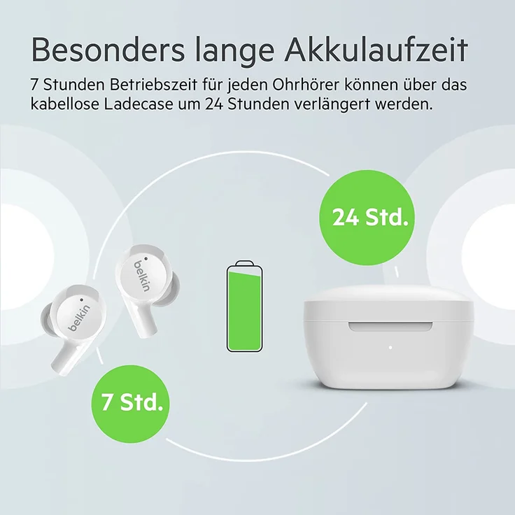 Belkin Soundform Rise True Wireless In-Ear-Kopfhörer mit Bluetooth, wasserdicht, weiß – Bild 2