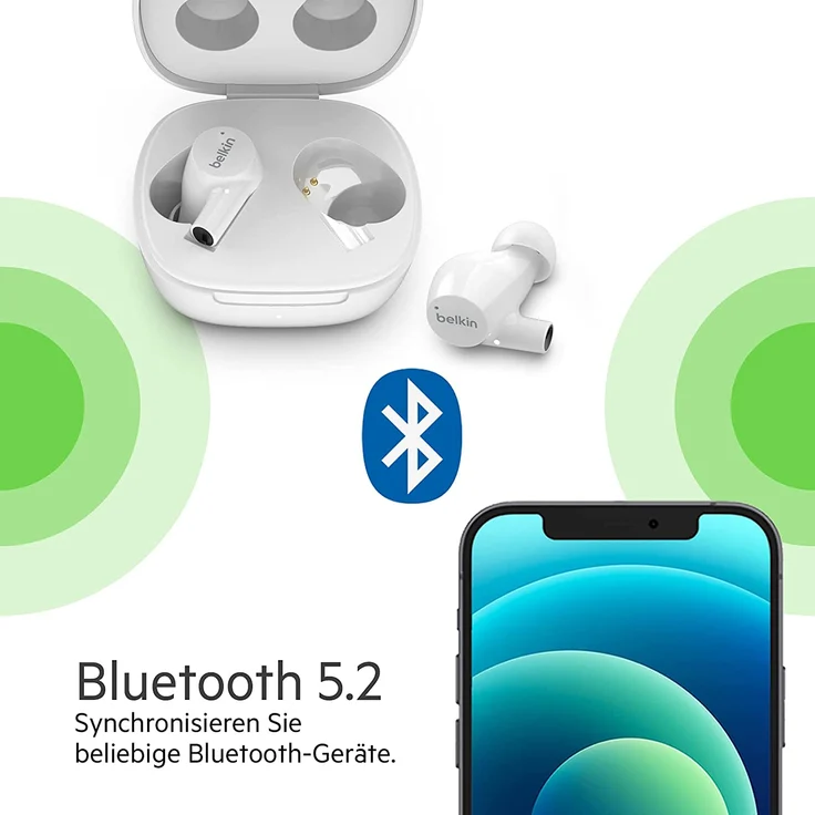 Belkin Soundform Rise True Wireless In-Ear-Kopfhörer mit Bluetooth, wasserdicht, weiß – Bild 6