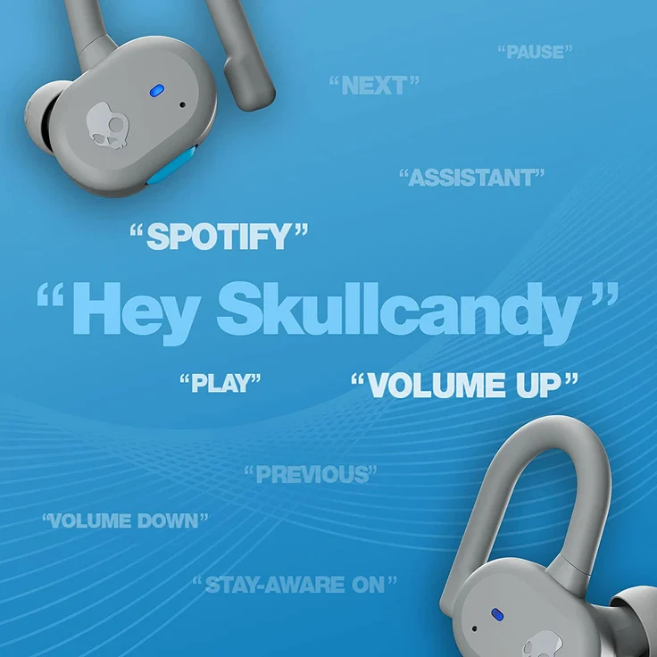 Skullcandy Push Active True Wireless In-Ear-Kopfhörer, Light Grey/Blue, grau – Bild 4