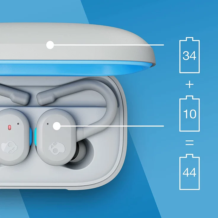 Skullcandy Push Active True Wireless In-Ear-Kopfhörer, Light Grey/Blue, grau – Bild 5