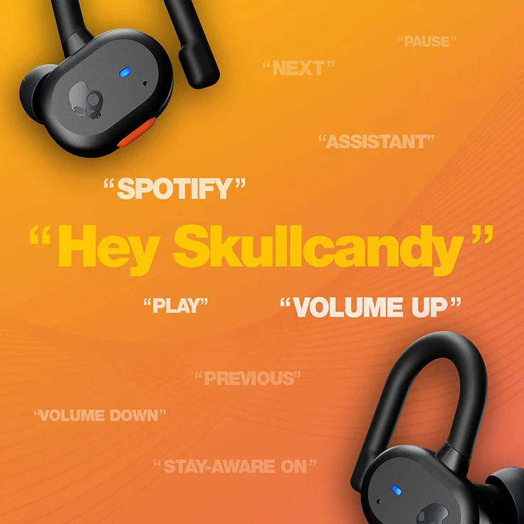 Skullcandy Push Active True Wireless In-Ear-Kopfhörer, True Black/Orange, schwarz, orange – Bild 4