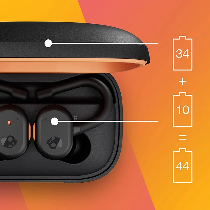 Skullcandy Push Active True Wireless In-Ear-Kopfhörer, True Black/Orange, schwarz, orange – Bild 5