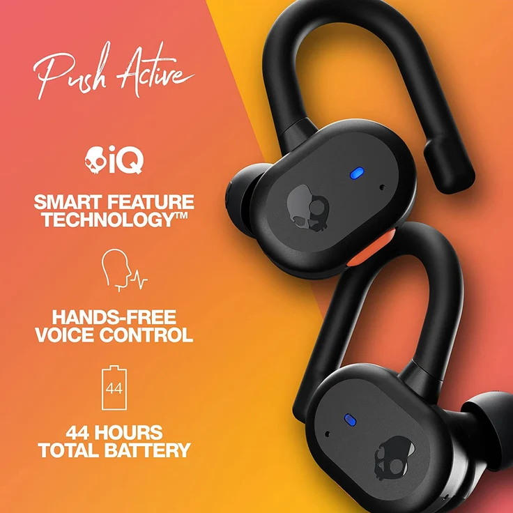 Skullcandy Push Active True Wireless In-Ear-Kopfhörer, True Black/Orange, schwarz, orange – Bild 2