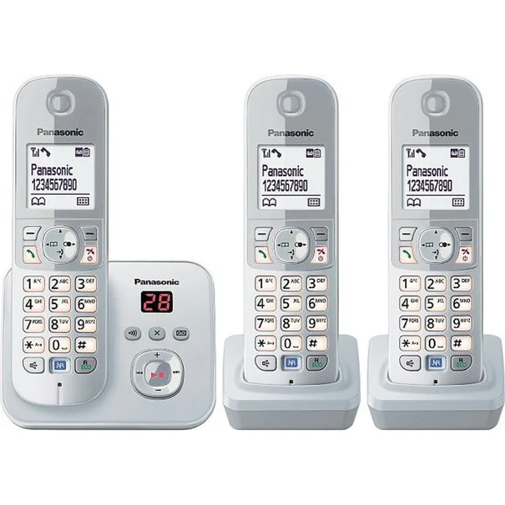 Panasonic KX-TG6823GS DECT-Schnurlostelefon mit Anrufbeantworter, GAP Telefon, Festnetz, perlsilber – Bild 1