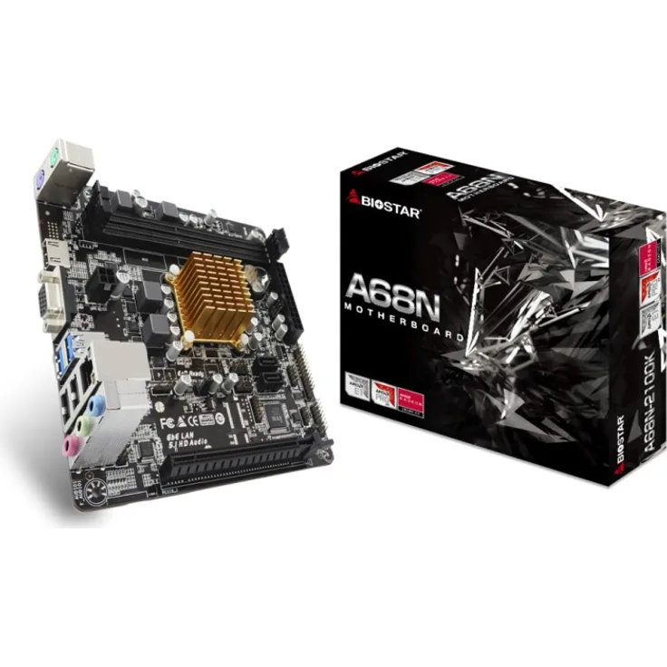 Biostar A68N-2100K - Mini-ITX - AMD E1 6010 - USB 3.2 Gen 1 - Gigabit LAN - Onboard-Grafik - HD Audio (8-Kanal)
