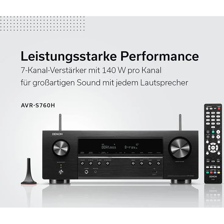 Denon AVR-S760H Heimkino-Receiver, 7.2 Kanal, HDMI-ARC, 4K, DLNA, AirPlay, Bluetooth, WLAN, HEOS, schwarz – Bild 2
