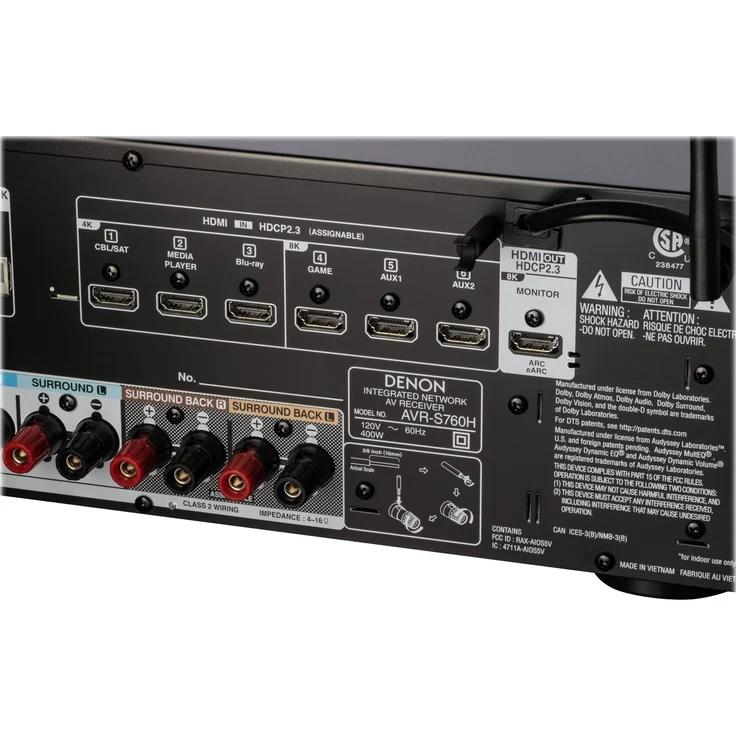Denon AVR-S760H Heimkino-Receiver, 7.2 Kanal, HDMI-ARC, 4K, DLNA, AirPlay, Bluetooth, WLAN, HEOS, schwarz – Bild 10