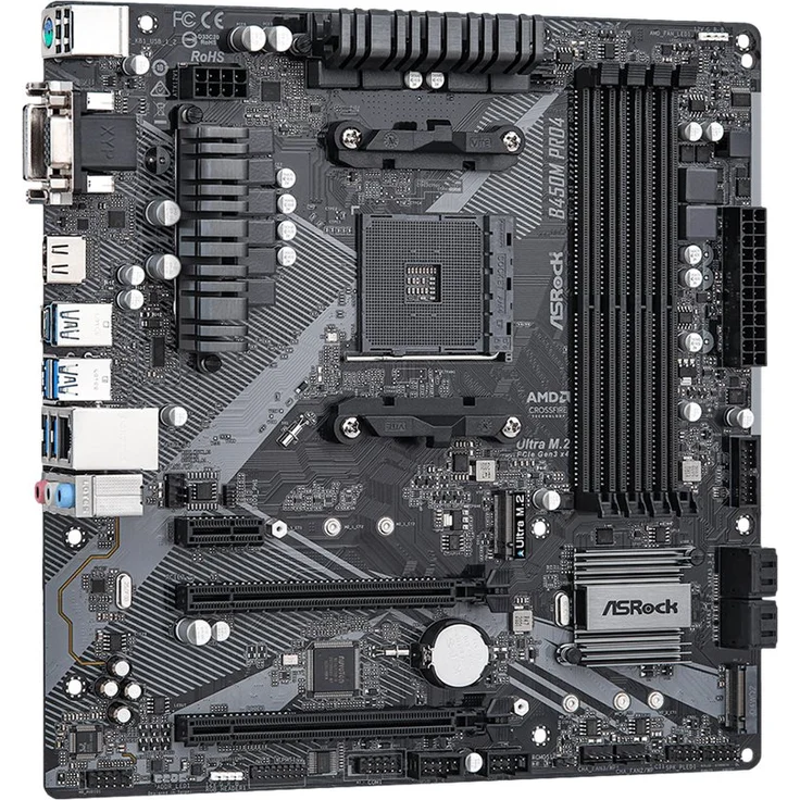 ASRock B450M Pro4 R2.0 - micro ATX - Sockel AM4 - AMD B450 Chipsatz - USB-C Gen2, USB 3.2 Gen 1, USB 3.2 Gen 2 (90-MXBEG0-A0UAYZ) – Bild 3