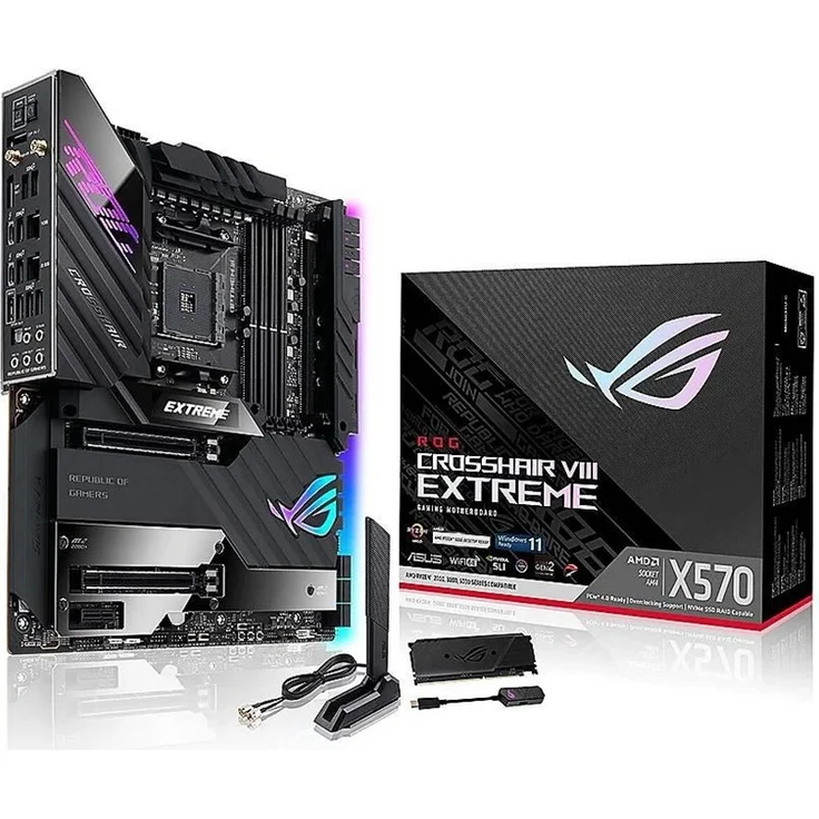 ASUS ROG CROSSHAIR VIII EXTREME - Erweitertes ATX - Sockel AM4 - AMD X570 Chipsatz - USB-C Gen2, USB 3.2 Gen 1, USB 3.2 Gen 2, USB-C Gen 2x2 - 10 Gigabit LAN, 2.5 Gigabit LAN, Wi-Fi, Bluetooth (90MB1860-M0EAY0) – Bild 3