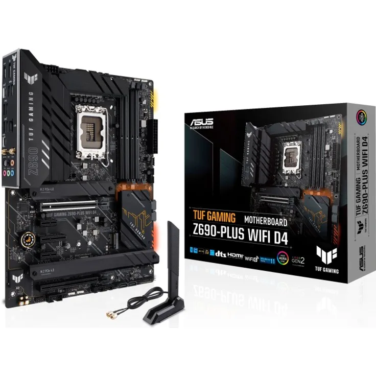 ASUS TUF GAMING Z690-PLUS WIFI D4 - ATX - LGA1700-Sockel - Z690 Chipsatz - USB-C Gen1, USB 3,2 Gen 1, USB 3,2 Gen 2, USB-C Gen 2x2 - 2,5 Gigabit LAN, Wi-Fi, Bluetooth - HD Audio (8-Kanal) (90MB18V0-M0EAY0)