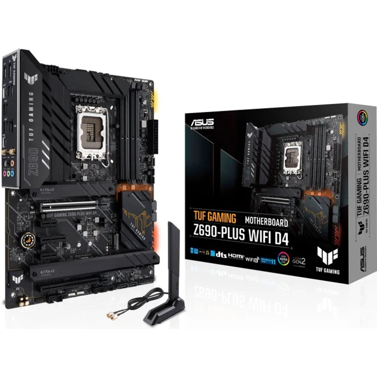 ASUS TUF GAMING Z690-PLUS WIFI D4 - ATX - LGA1700-Sockel - Z690 Chipsatz - USB-C Gen1, USB 3,2 Gen 1, USB 3,2 Gen 2, USB-C Gen 2x2 - 2,5 Gigabit LAN, Wi-Fi, Bluetooth - HD Audio (8-Kanal) (90MB18V0-M0EAY0) – Bild 1