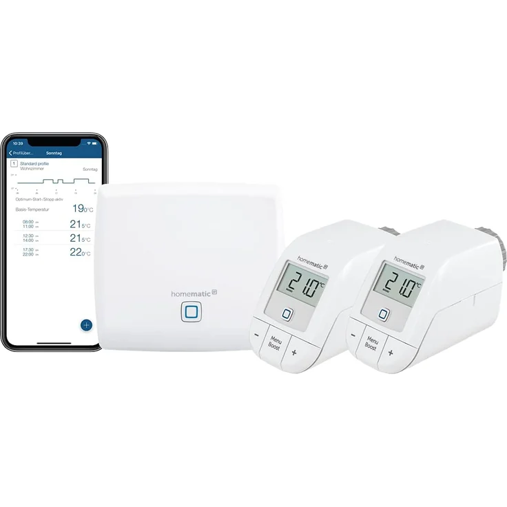 Homematic IP HmIP-SK16 Smart Home Starter Set Heizen, Digitale Steuerung für Heizung mit oder ohne App, Amazon Alexa, Google Assistant, einfache Installation, Energie sparen, Thermostat, Heizungsthermostat (156537A0) – Bild 1
