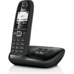 Gigaset AS405A schwarz, schnurloses Analog-Telefon, DECT, Telefonbuch mit 100 Einträgen, 20 Minuten Anrufbeantworter, Standard AAA Batterien
