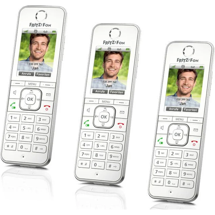AVM FRITZ!Fon C6 Trio Schnurloses DECT Telefon (viele Funktionen, modernes Design), weiß