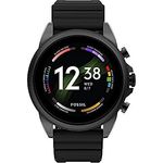 Fossil Gen 6 Smartwatch Unisex, 44 mm, Edelstahlgehäuse, Silikonarmband, Schwarz