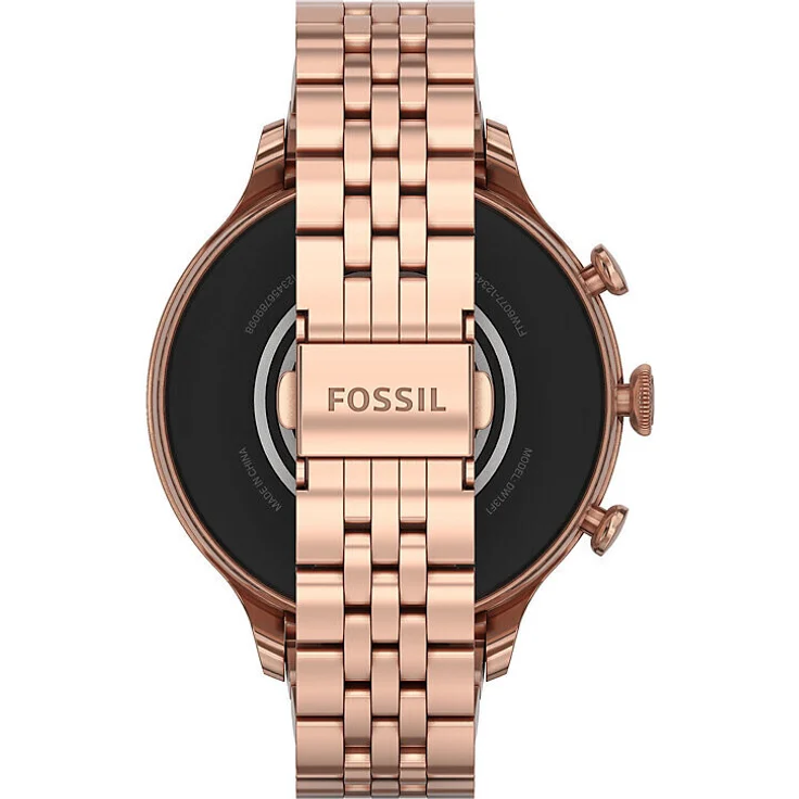 Fossil Gen 6 Smartwatch Damen, 44 mm, Edelstahlgehäuse, Edelstahlarmband, Roségold mit Kunststeinen (FTW6077) – Bild 3