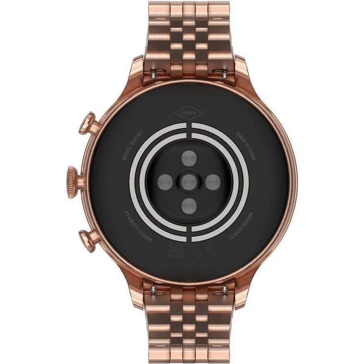 Fossil Gen 6 Smartwatch Damen, 44 mm, Edelstahlgehäuse, Edelstahlarmband, Roségold mit Kunststeinen (FTW6077) – Bild 4