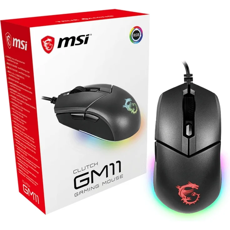 MSI Clutch GM11 Maus Beidhändig USB Typ-A Optisch 5000 DPI (CLUTCH GM11) – Bild 3