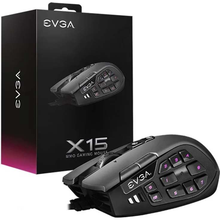 EVGA X15 MMO Maus rechts USB Typ-A Optisch 16000 DPI (904-W1-15BK-K3) – Bild 4