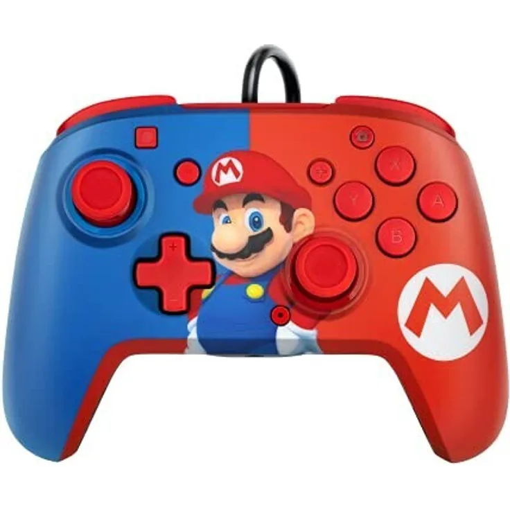 PDP Faceoff Deluxe + Audio Mario Switch Controller, Rot/Blau (Switch) (500-134-EU-C1MR-1)