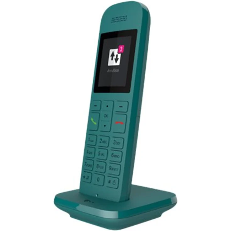 Telekom Speedphone 12 schnurloses Festnetztelefon, zur Nutzung an aktuellen Routern mit integrierter DECT-CAT-iq Schnittstelle (z.B. Speedport, Fritzbox), 5 cm Farbdisplay, VoIP-Telefon, petrol – Bild 3