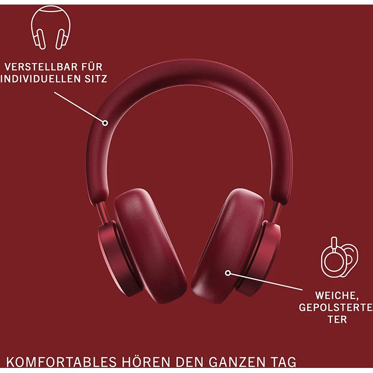 Urbanista Miami ANC Ruby Red, Over-Ear-Kopfhörer, Noise Cancelling, rot – Bild 5