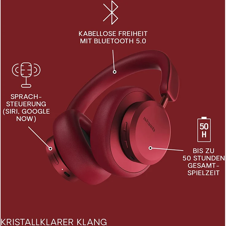 Urbanista Miami ANC Ruby Red, Over-Ear-Kopfhörer, Noise Cancelling, rot – Bild 3