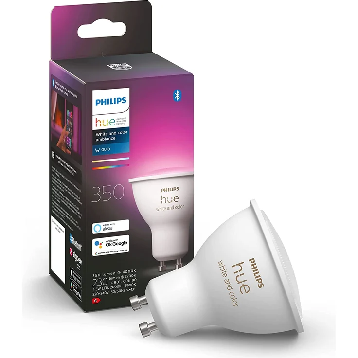 Philips Hue White & Color Ambiance GU10 LED Lampe 1-er Pack, dimmbar, bis zu 16 Millionen Farben, steuerbar via App, kompatibel mit Amazon Alexa Echo/Echo Dot (929001953111) – Bild 1