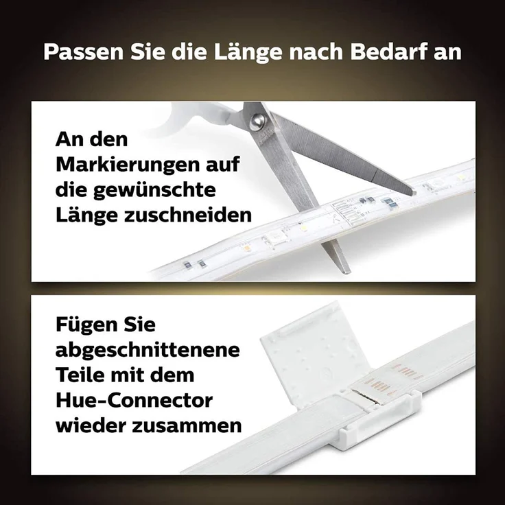 Philips Hue White & Color Ambiance Lightstrip Plus 2 m Basis, 1600 lm, 16 Mio. Farben, steuerbar via App, kompatibel mit Amazon Alexa Echo/Echo Dot (70342400) – Bild 3