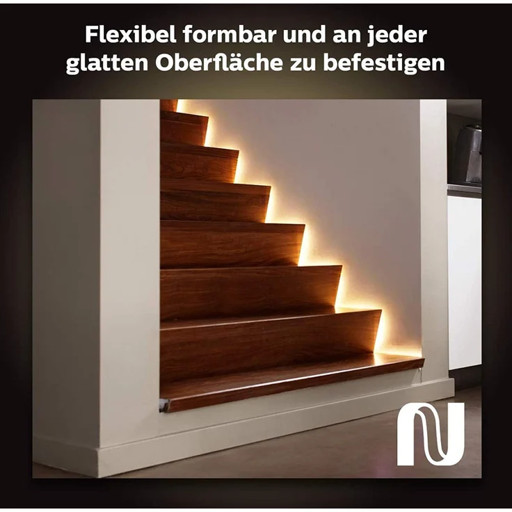 Philips Hue White & Color Ambiance Lightstrip Plus 2 m Basis, 1600 lm, 16 Mio. Farben, steuerbar via App, kompatibel mit Amazon Alexa Echo/Echo Dot (70342400) – Bild 2