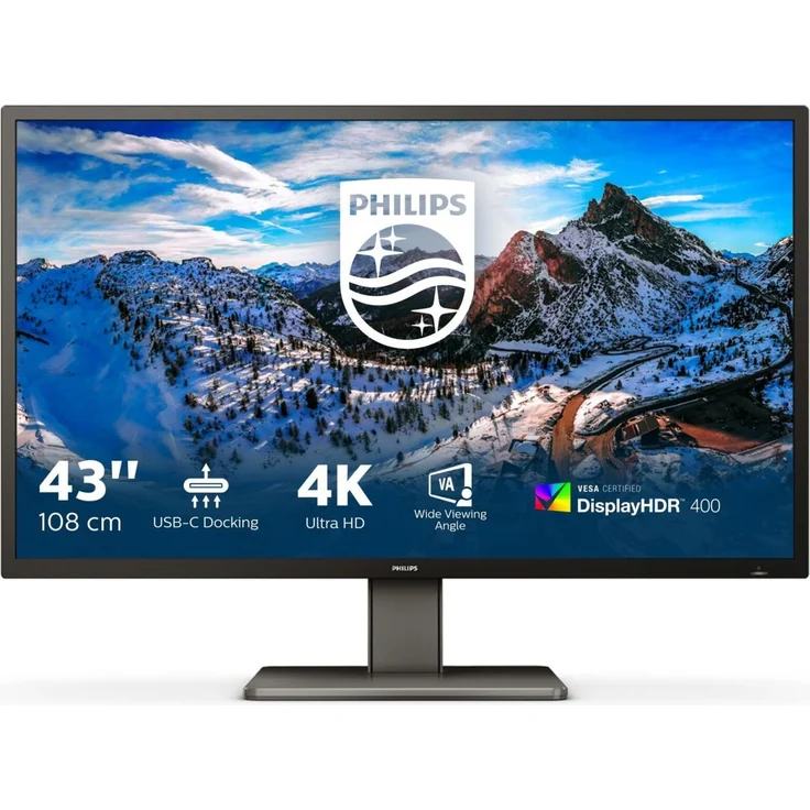 Philips 439P1 - 42,5 Zoll, 4K Ultra HD (3840 x 2160 Pixel), VA, 60 Hz, 4 ms, 400 cd/m², VESA DisplayHDR 400 (439P1) – Bild 1