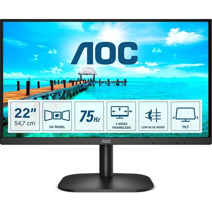 AOC 22B2H - 21,5 Zoll, Full HD (1920 x 1080 Pixel), VA, 75 Hz, 4 ms, 250 cd/m² (22B2H/EU) – Bild 1