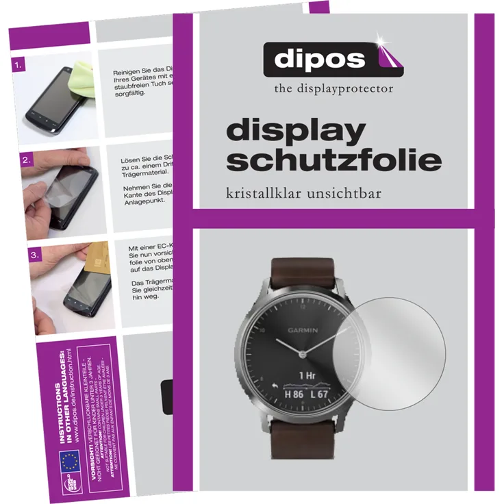 dipos 6x Schutzfolie klar kompatibel mit Garmin vivomove HR Folie Displayschutzfolie