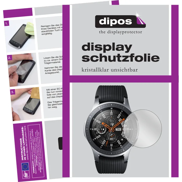 dipos 6x Schutzfolie klar kompatibel mit Samsung Galaxy Watch 42mm Folie Displayschutzfolie