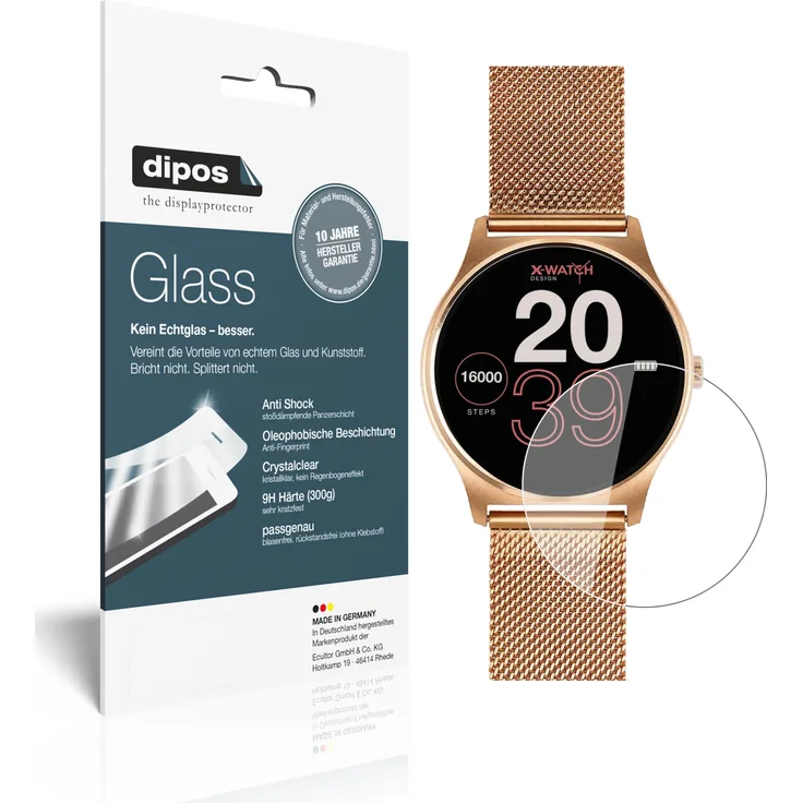 dipos 2x Panzerfolie klar kompatibel mit Joli xW Pro Smartwatch Schutzfolie 9H Displayschutz-Folie