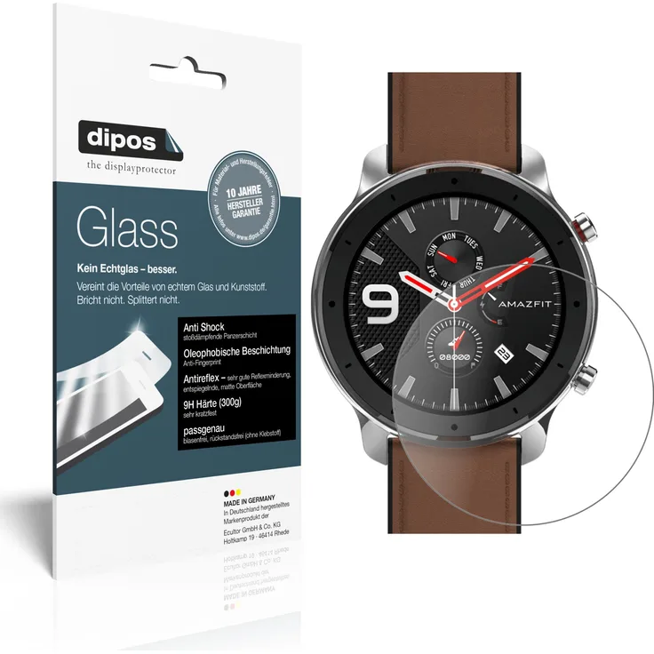 dipos 2x Panzerfolie matt kompatibel mit Amazfit GTR 42mm Smartwatch Schutzfolie 9H Displayschutz-Folie