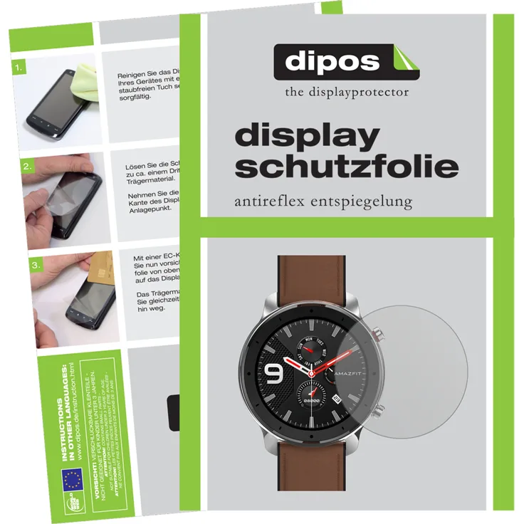 dipos 2x Schutzfolie matt kompatibel mit Amazfit GTR 47mm Smartwatch Folie Displayschutzfolie