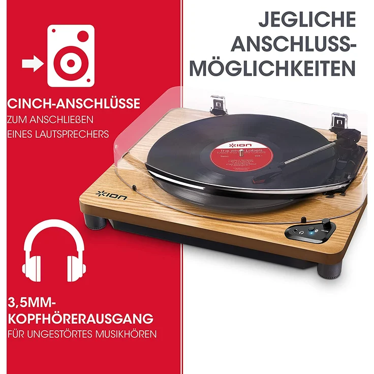 ION Audio USB-Plattenspieler AIR LP WD Riemenantrieb Holz (AIRLPWD) braun – Bild 6