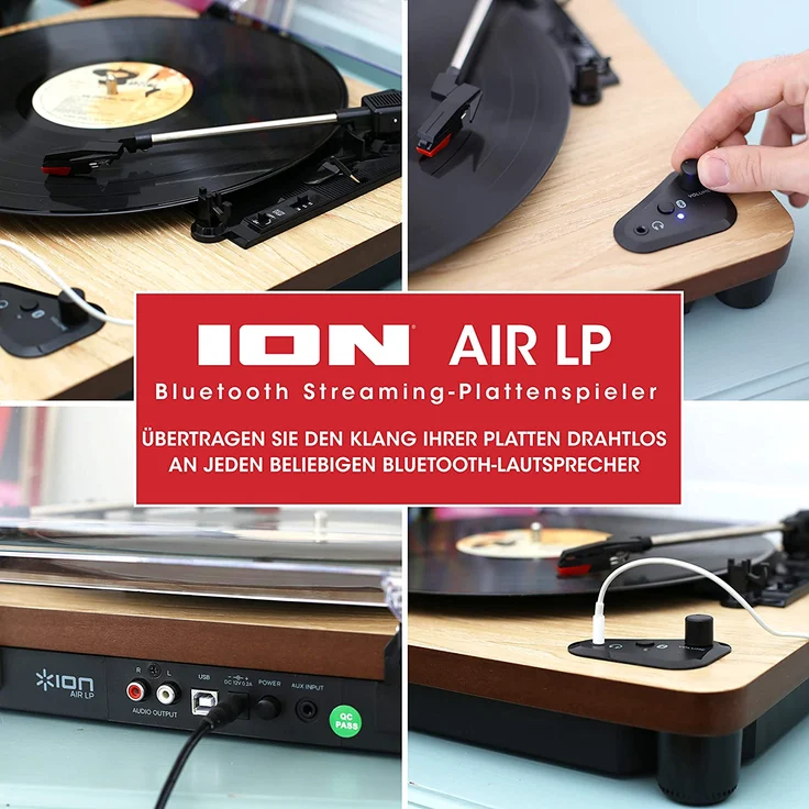 ION Audio USB-Plattenspieler AIR LP WD Riemenantrieb Holz (AIRLPWD) braun – Bild 8