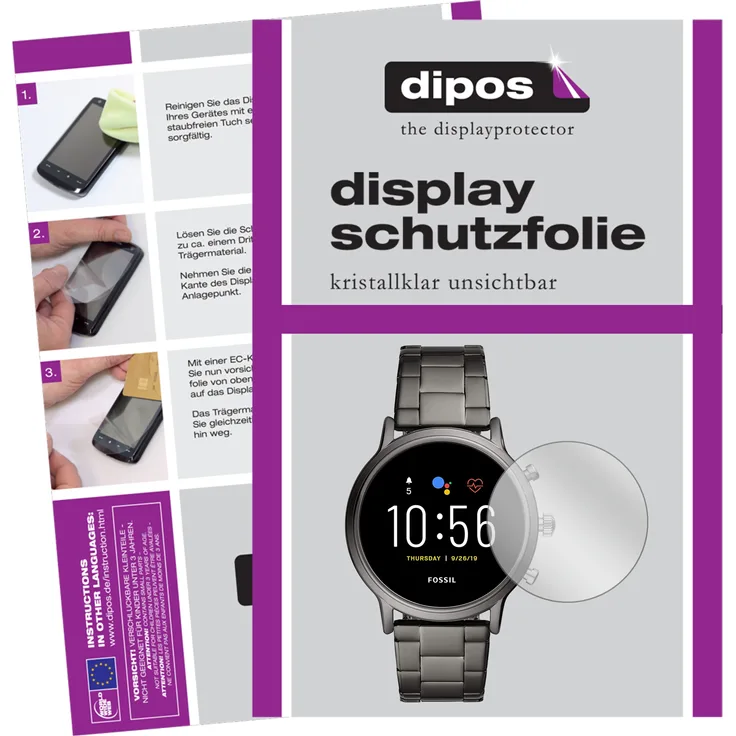 dipos 2x Schutzfolie klar kompatibel mit Fossil Gen 5 Smartwatch Folie Displayschutzfolie