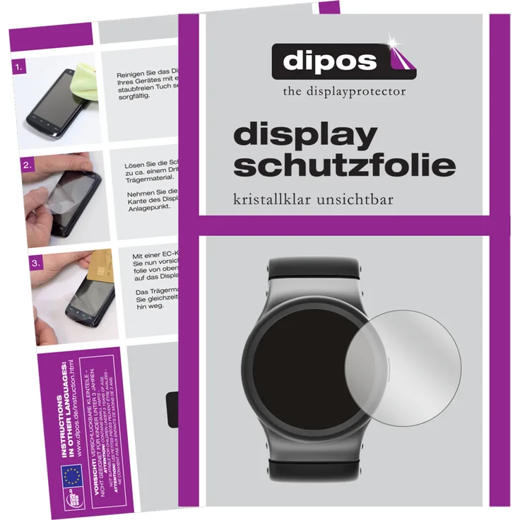 dipos Schutzfolie kompatibel mit 38 mm Durchmesser Uhr Displayschutz-Folie klar