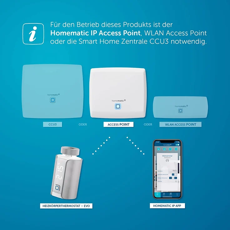 Homematic IP HmIP-eTRV-E-S Smart Home Heizkörperthermostat – Evo, digitaler Thermostat Heizung, Steuerung per App, Amazon Alexa, Google Assistant, einfache Installation, Energie sparen, silber (156650A0) – Bild 10